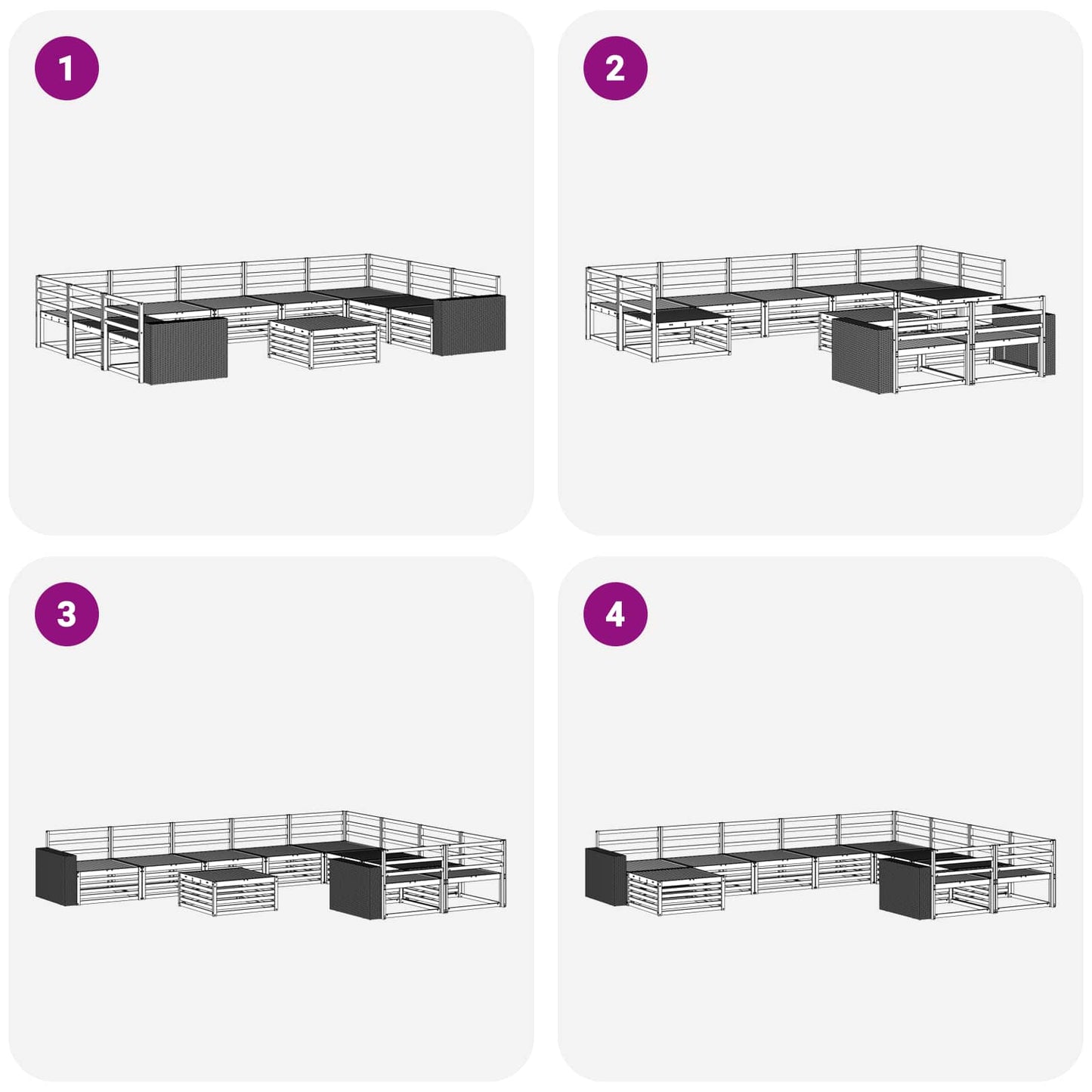 Utendørs sofa-sett 10 pcs Naturlig Solid akasietre
