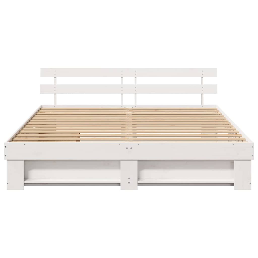 Sengestamme med hodegjerde Hvit 180 x 200 cm Massiv furu