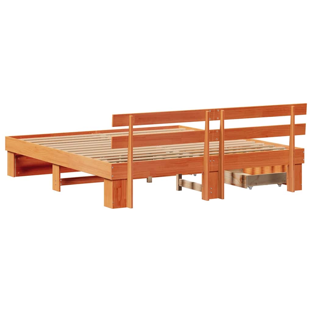 Sengestamme med hodegjerde Vokset Brun 180 x 200 cm Massiv furu