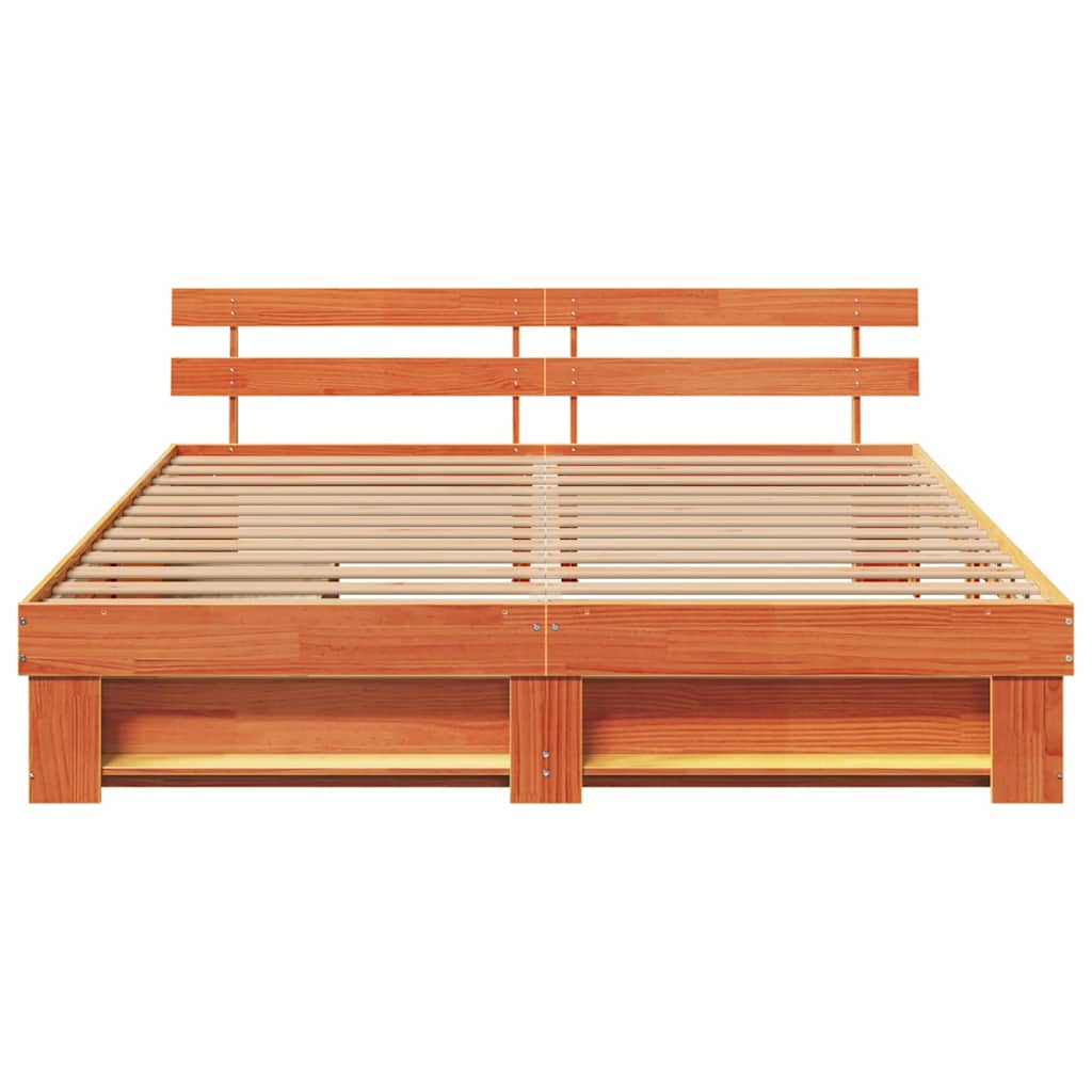 Sengestamme med hodegjerde Vokset Brun 180 x 200 cm Massiv furu