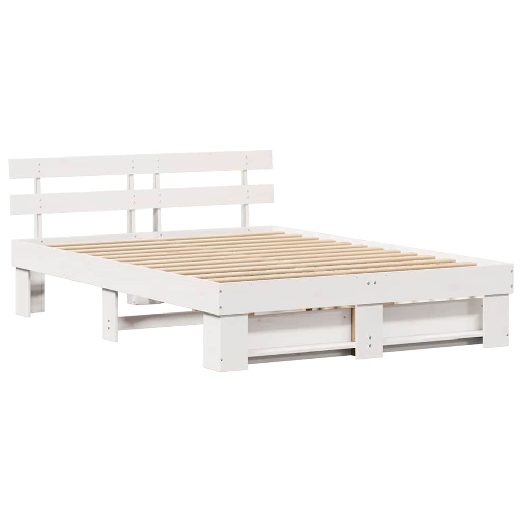 Sengestamme med hodegjerde Hvit 140 x 200 cm Massiv furu