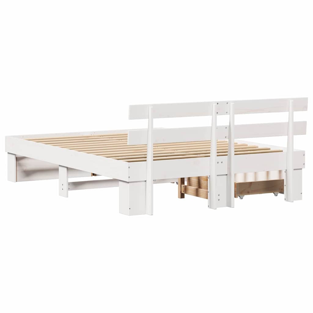 Sengestamme med hodegjerde Hvit 140 x 200 cm Massiv furu