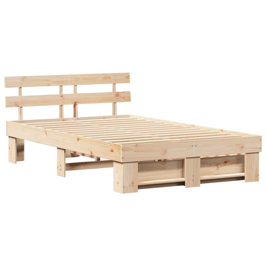 Sengestamme med hodegjerde Brun 120 x 200 cm Massiv furu