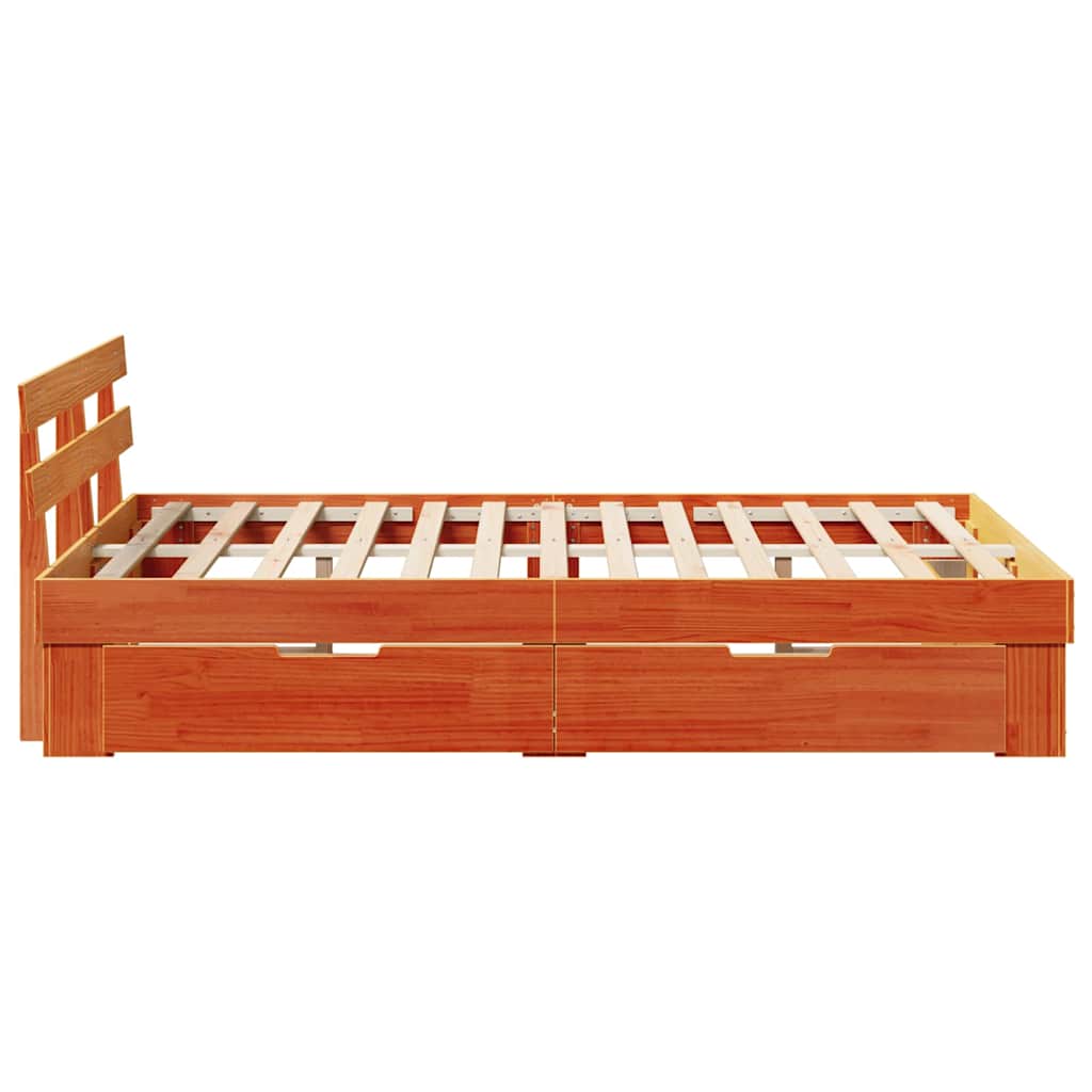 Sengestamme med hodegjerde Vokset Brun 140 x 190 cm Massiv furu