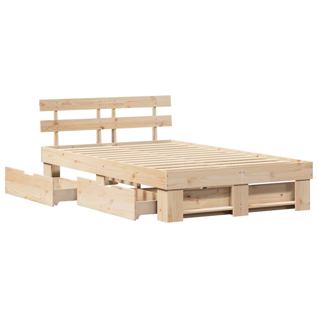 Sengestamme med hodegjerde Brun 120 x 190 cm Massiv furu