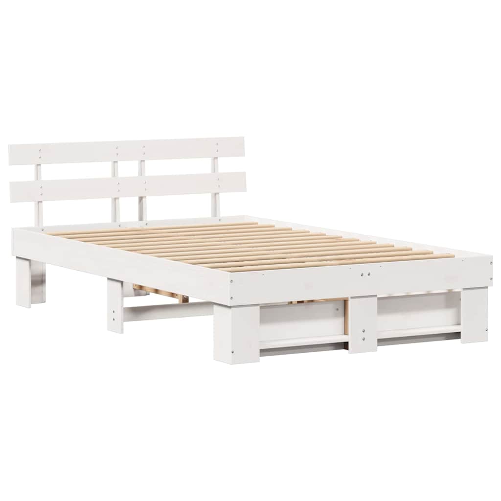Sengestamme med hodegjerde Hvit 120 x 190 cm Massiv furu