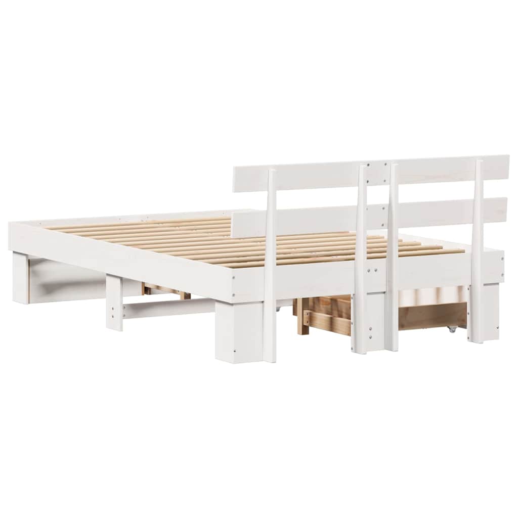 Sengestamme med hodegjerde Hvit 120 x 190 cm Massiv furu