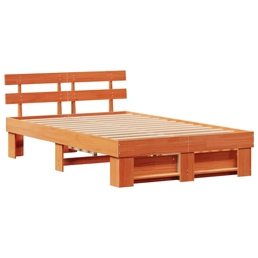 Sengestamme med hodegjerde Vokset Brun 120 x 190 cm Massiv furu