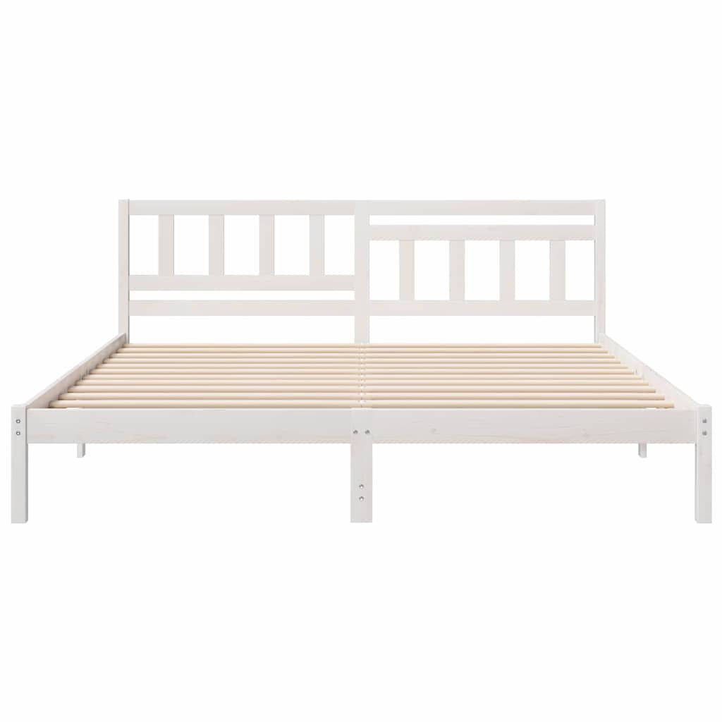Sengestamme med hodegjerde Hvit 200 x 200 cm Massiv furu