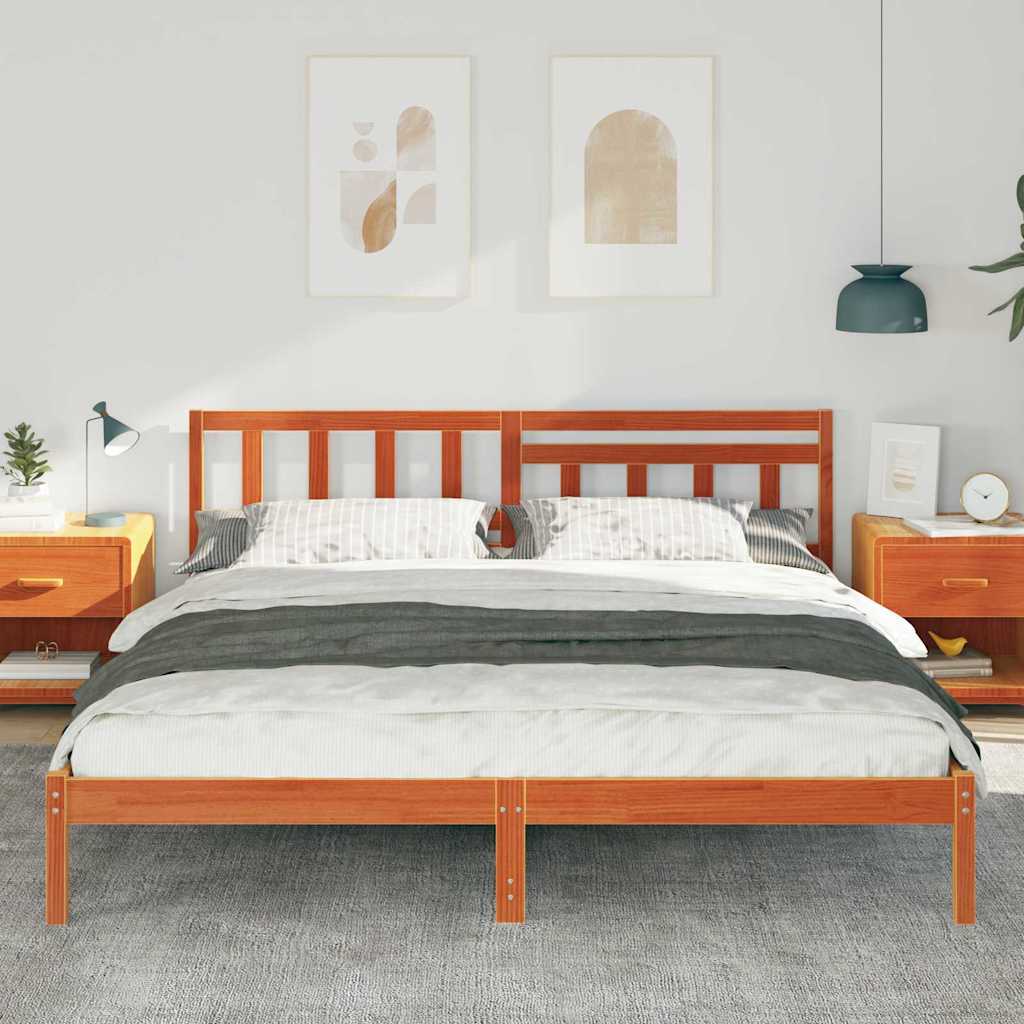 Sengestamme med hodegjerde Vokset Brun 200 x 200 cm Massiv furu