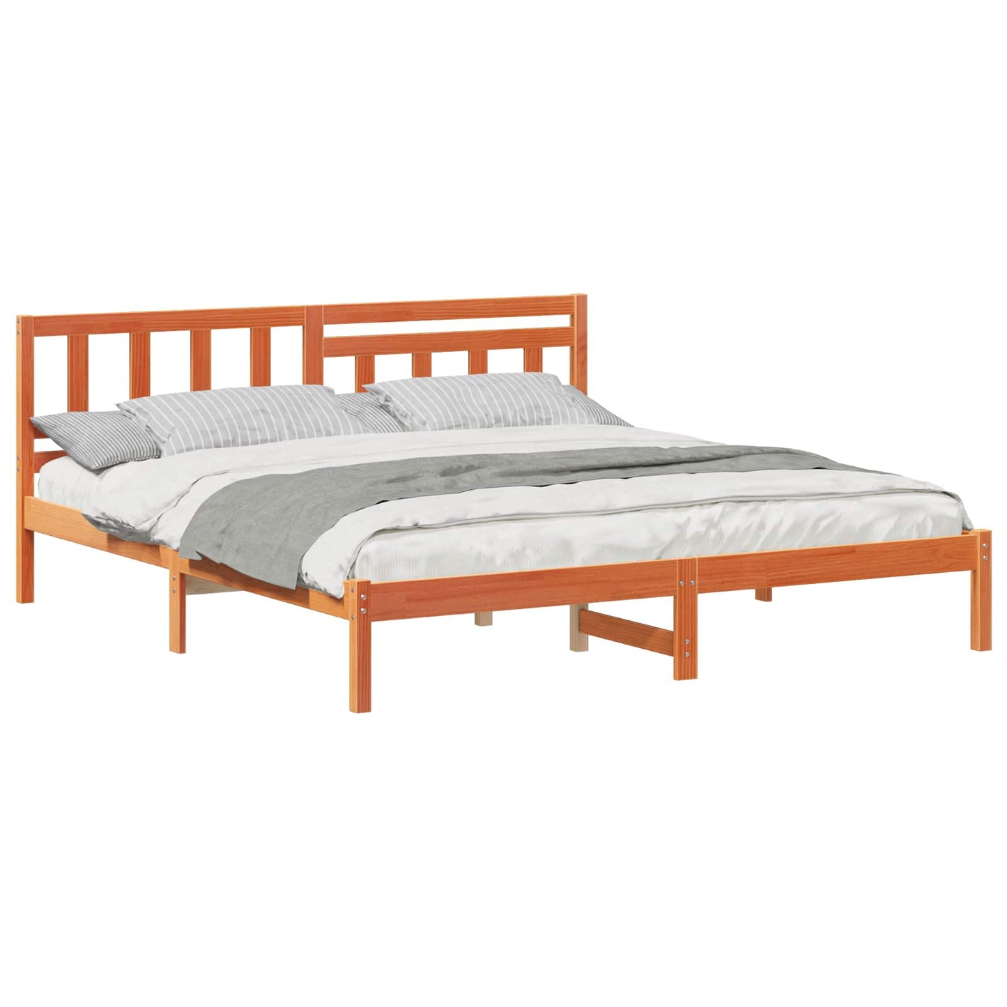 Sengestamme med hodegjerde Vokset Brun 200 x 200 cm Massiv furu