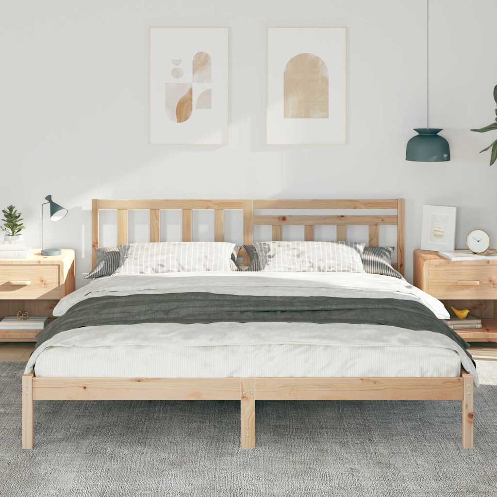 Sengestamme med hodegjerde Brun 180 x 200 cm Massiv furu