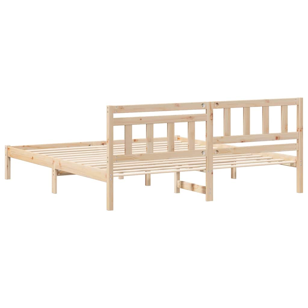 Sengestamme med hodegjerde Brun 180 x 200 cm Massiv furu