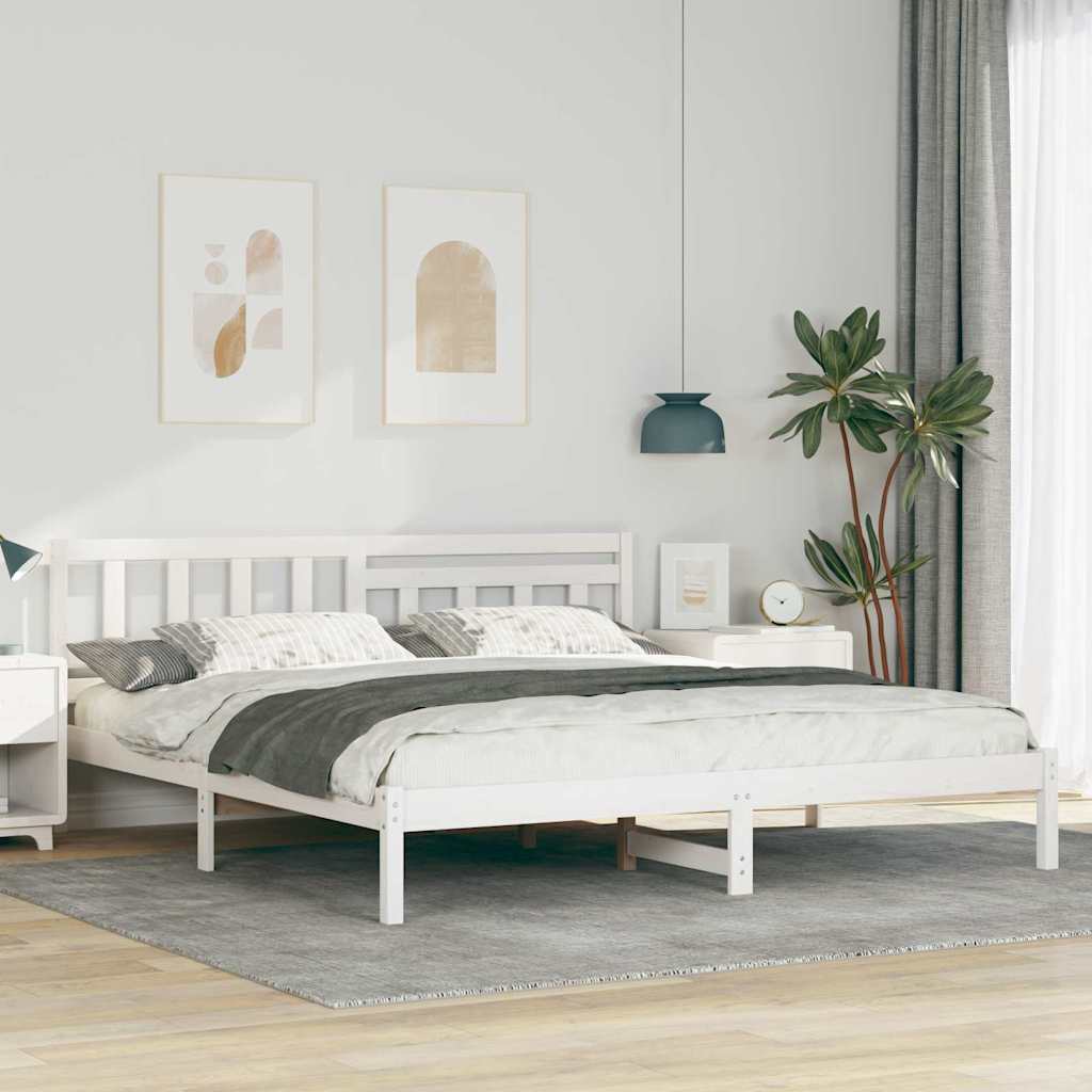 Sengestamme med hodegjerde Hvit 180 x 200 cm Massiv furu