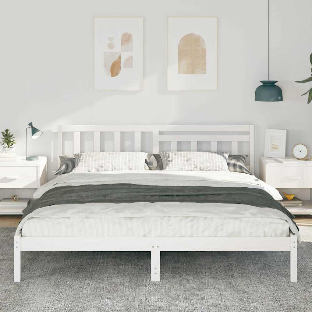 Sengestamme med hodegjerde Hvit 180 x 200 cm Massiv furu