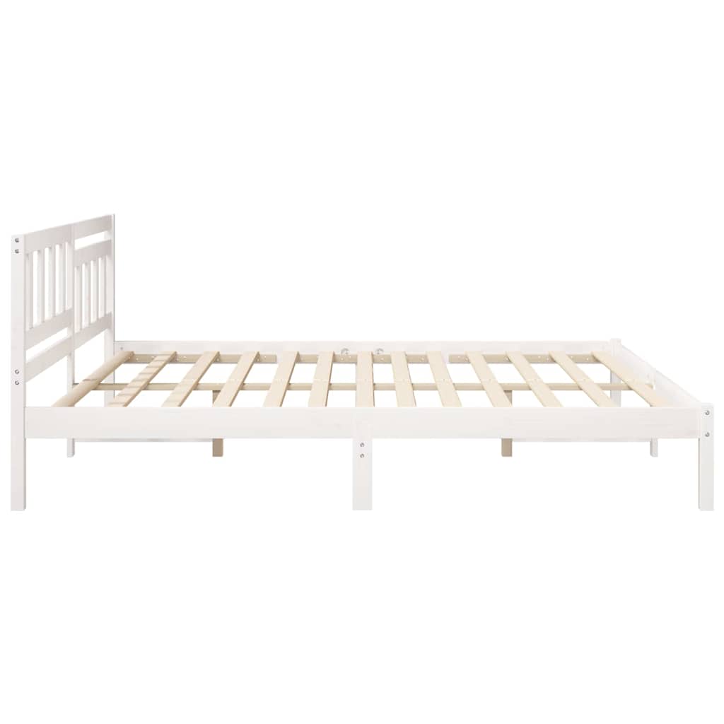 Sengestamme med hodegjerde Hvit 180 x 200 cm Massiv furu