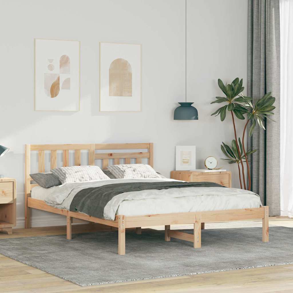 Sengestamme med hodegjerde Brun 120 x 200 cm Massiv furu
