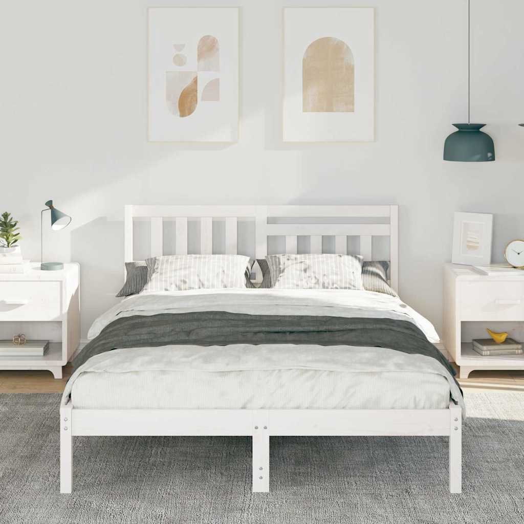 Sengestamme med hodegjerde Hvit 120 x 200 cm Massiv furu