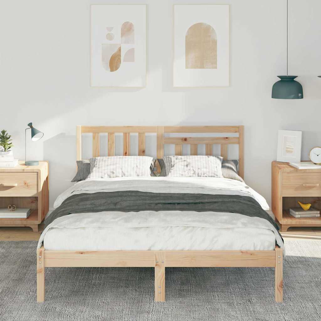Sengestamme med hodegjerde Brun 135 x 190 cm Massiv furu