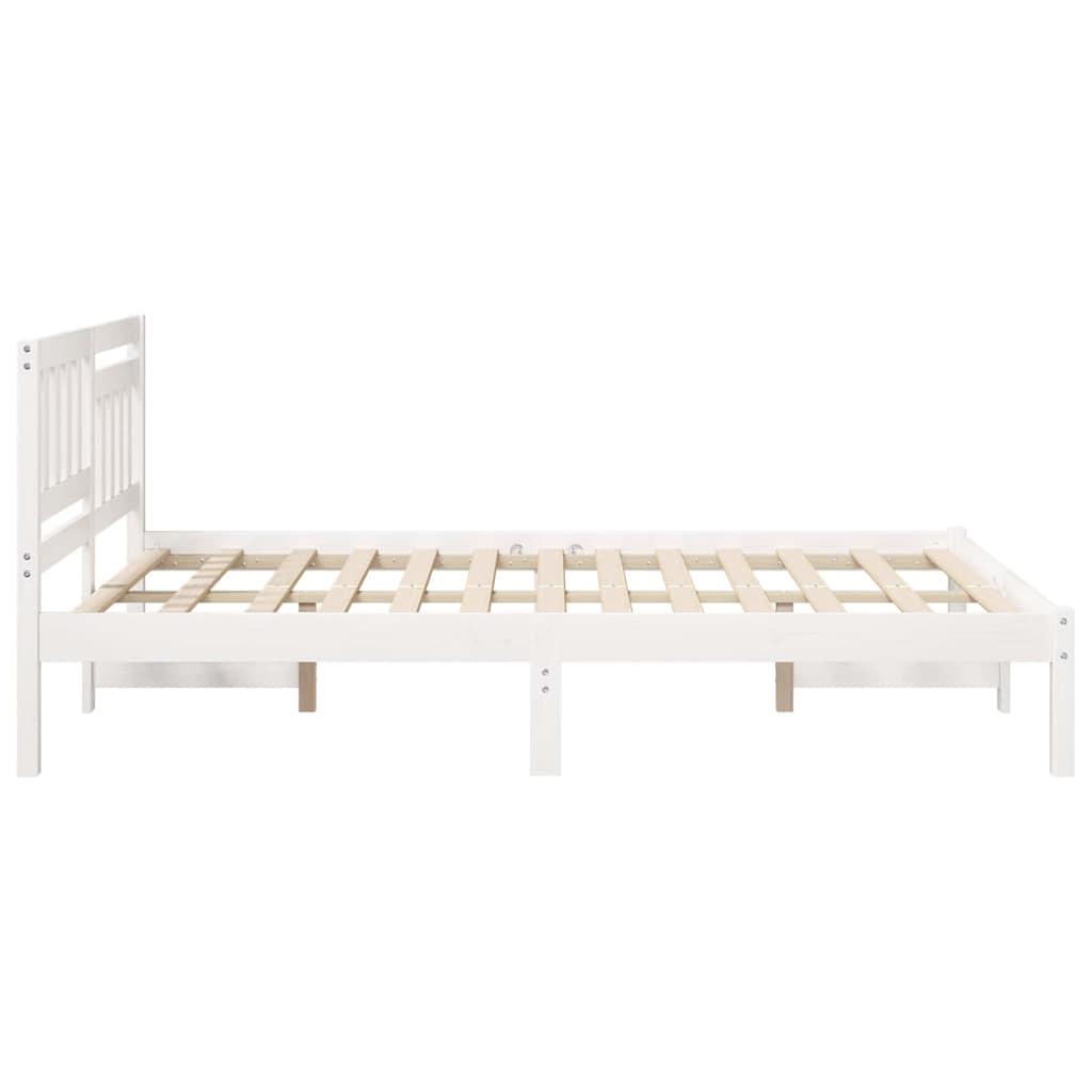 Sengestamme med hodegjerde Hvit 120 x 190 cm Massiv furu