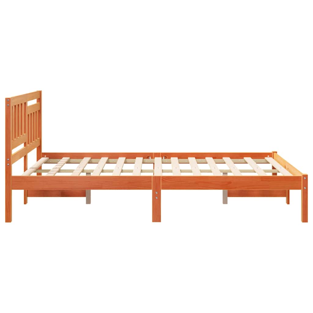 Sengestamme med hodegjerde Vokset Brun 120 x 190 cm Massiv furu