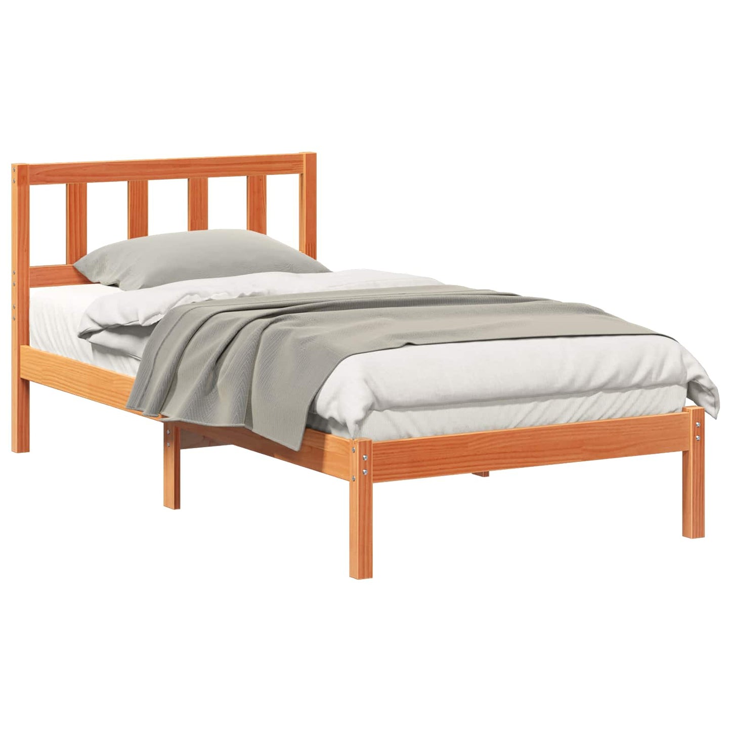 Sengestamme med hodegjerde Vokset Brun 100 x 200 cm Massiv furu