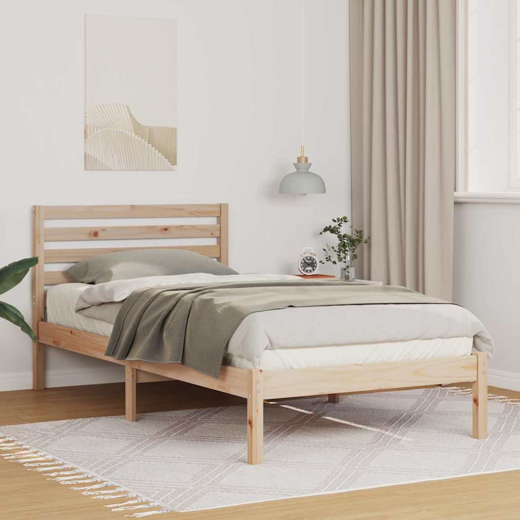 Sengestamme med hodegjerde Brun 90 x 190 cm Massiv furu