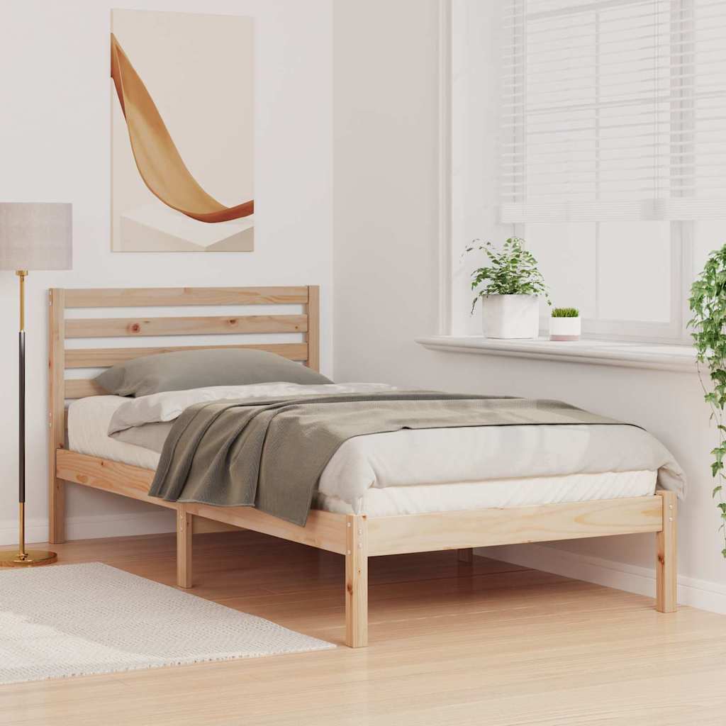 Sengestamme med hodegjerde Brun 90 x 190 cm Massiv furu