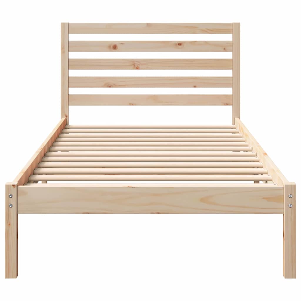 Sengestamme med hodegjerde Brun 75 x 190 cm Massiv furu