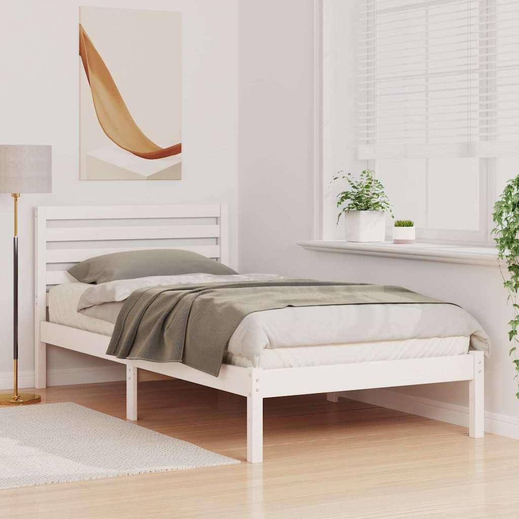 Sengestamme med hodegjerde Hvit 75 x 190 cm Massiv furu