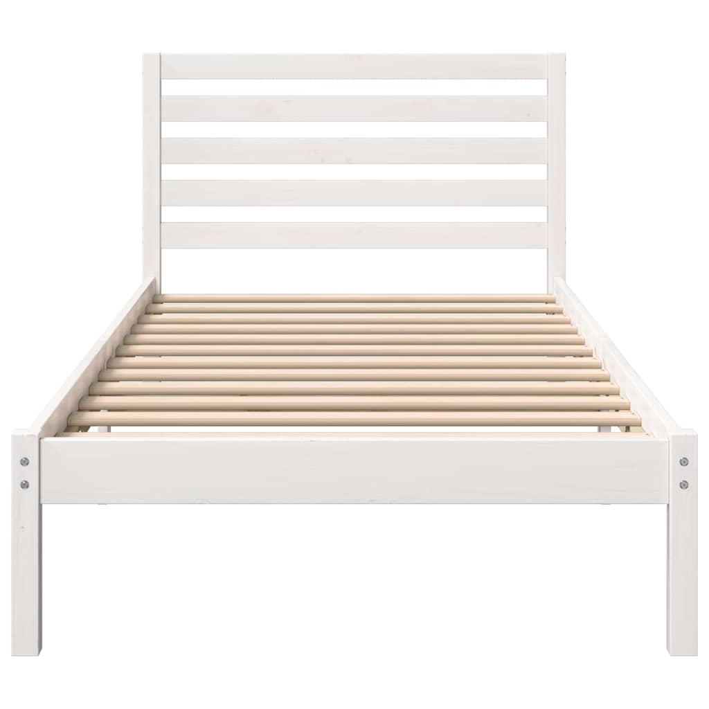Sengestamme med hodegjerde Hvit 75 x 190 cm Massiv furu