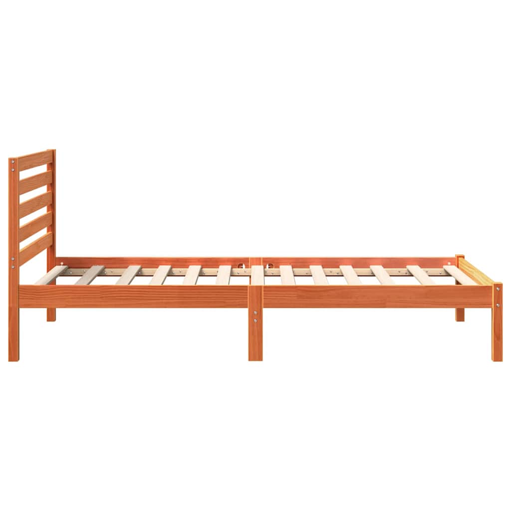 Sengestamme med hodegjerde Vokset Brun 75 x 190 cm Massiv furu