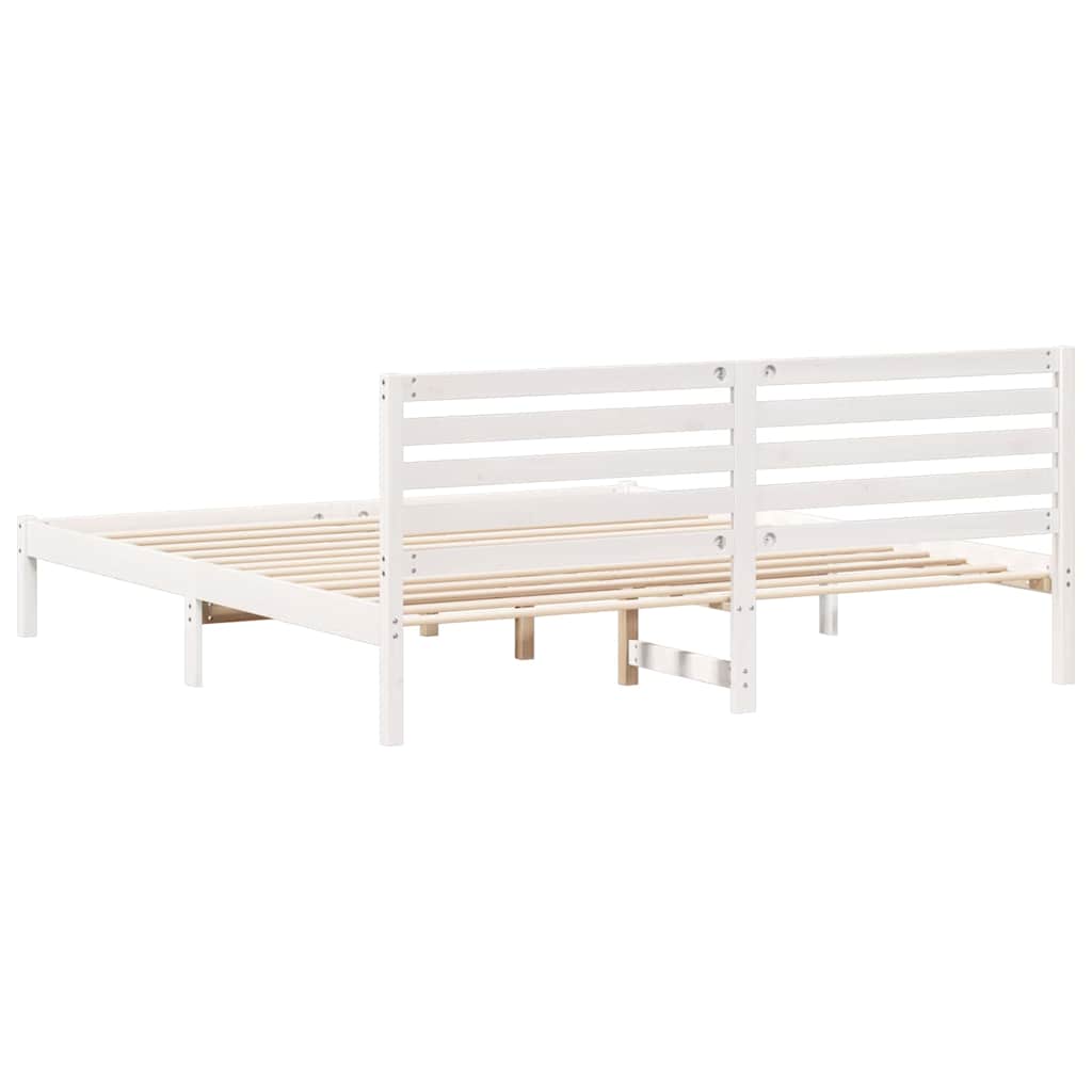 Sengestamme med hodegjerde Hvit 200 x 200 cm Massiv furu