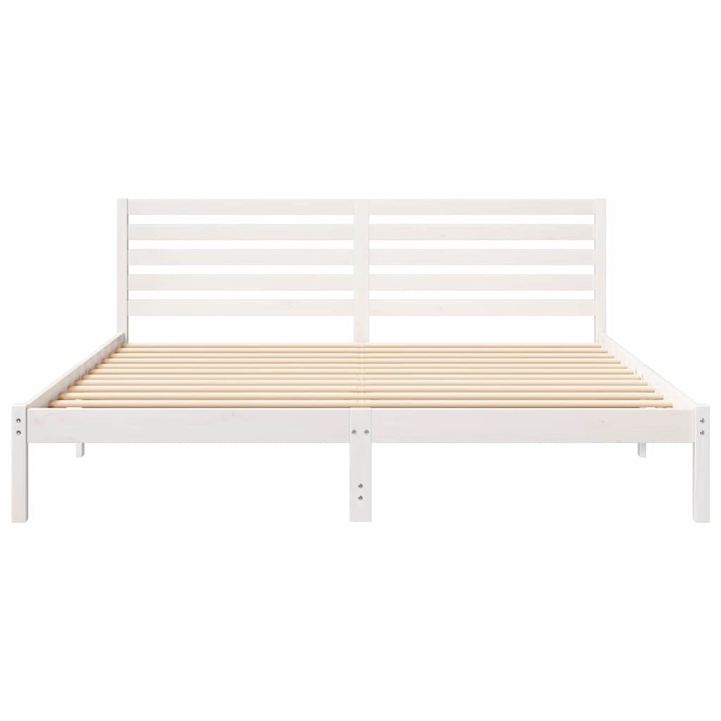 Sengestamme med hodegjerde Hvit 200 x 200 cm Massiv furu