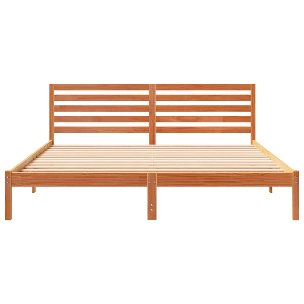 Sengestamme med hodegjerde Vokset Brun 200 x 200 cm Massiv furu