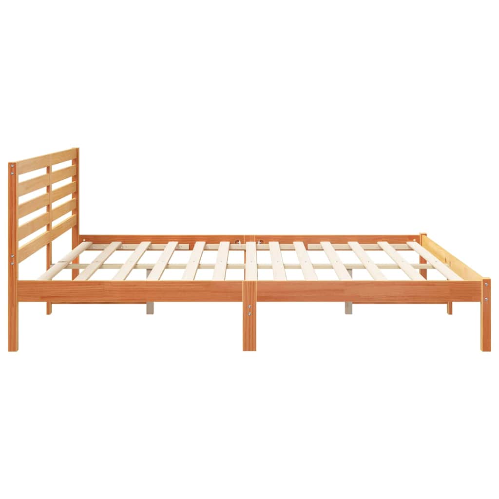 Sengestamme med hodegjerde Vokset Brun 200 x 200 cm Massiv furu