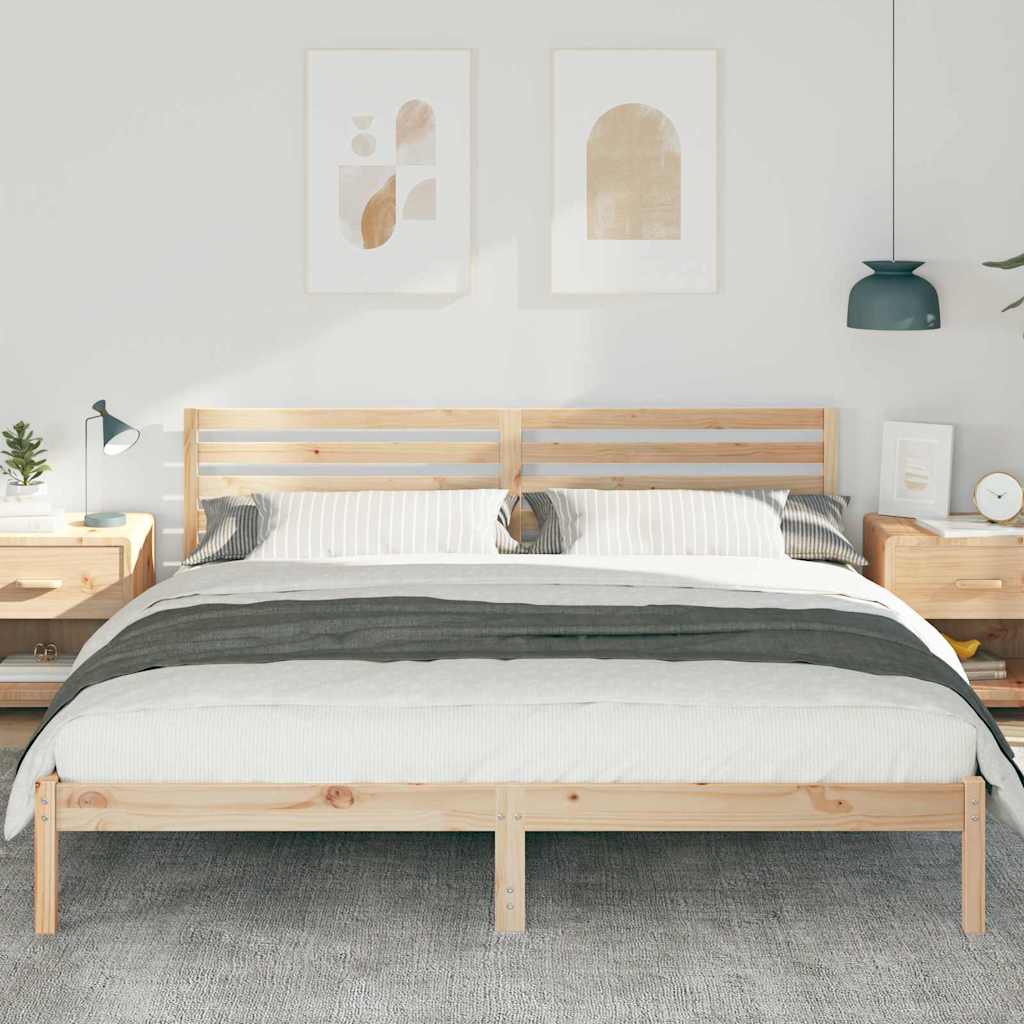 Sengestamme med hodegjerde Brun 180 x 200 cm Massiv furu