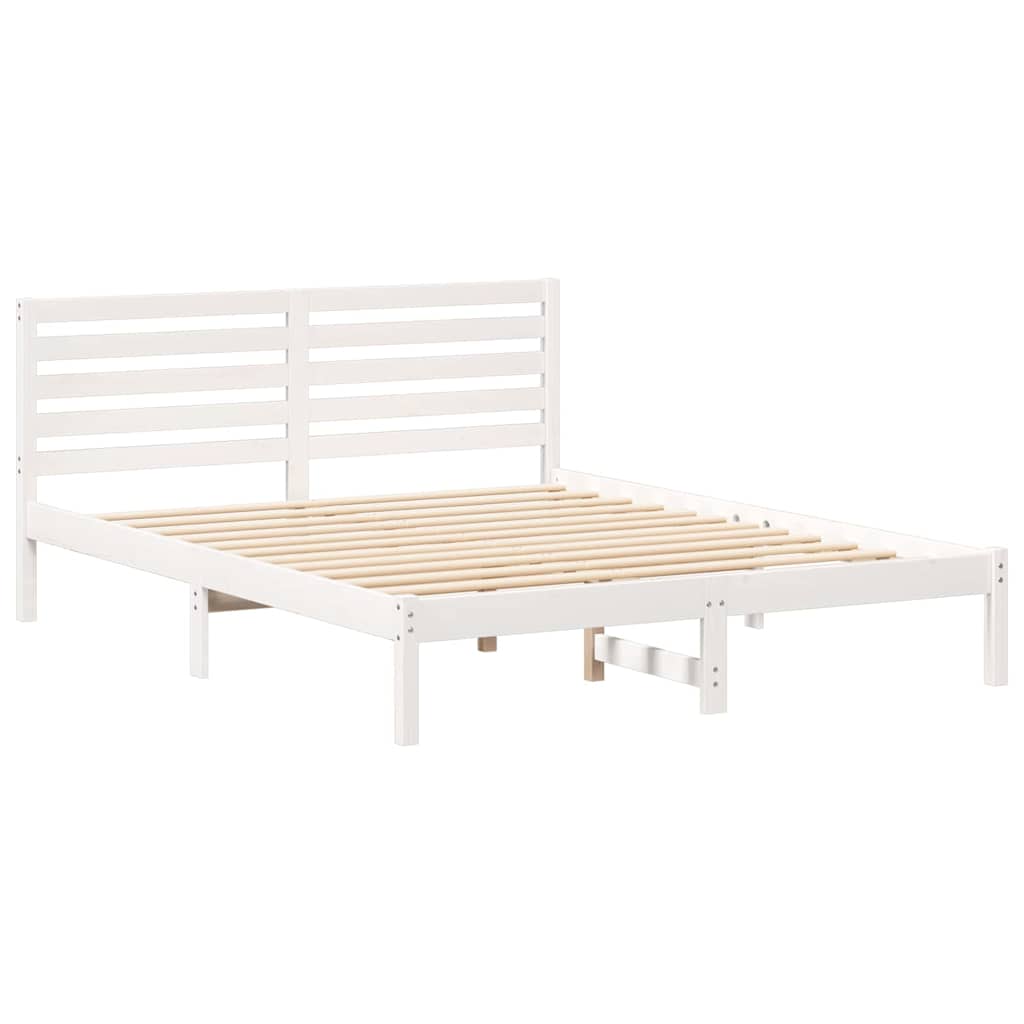 Sengestamme med hodegjerde Hvit 160 x 200 cm Massiv furu