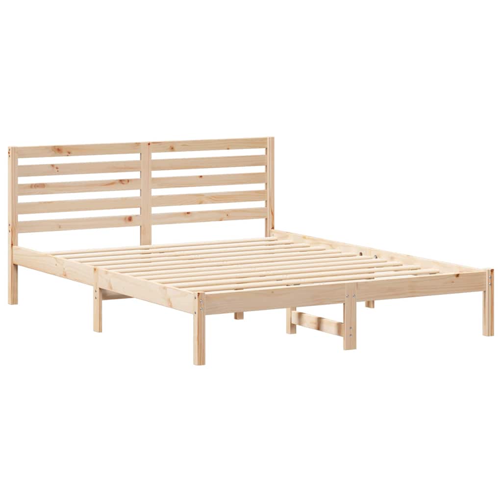 Sengestamme med hodegjerde Brun 150 x 200 cm Massiv furu