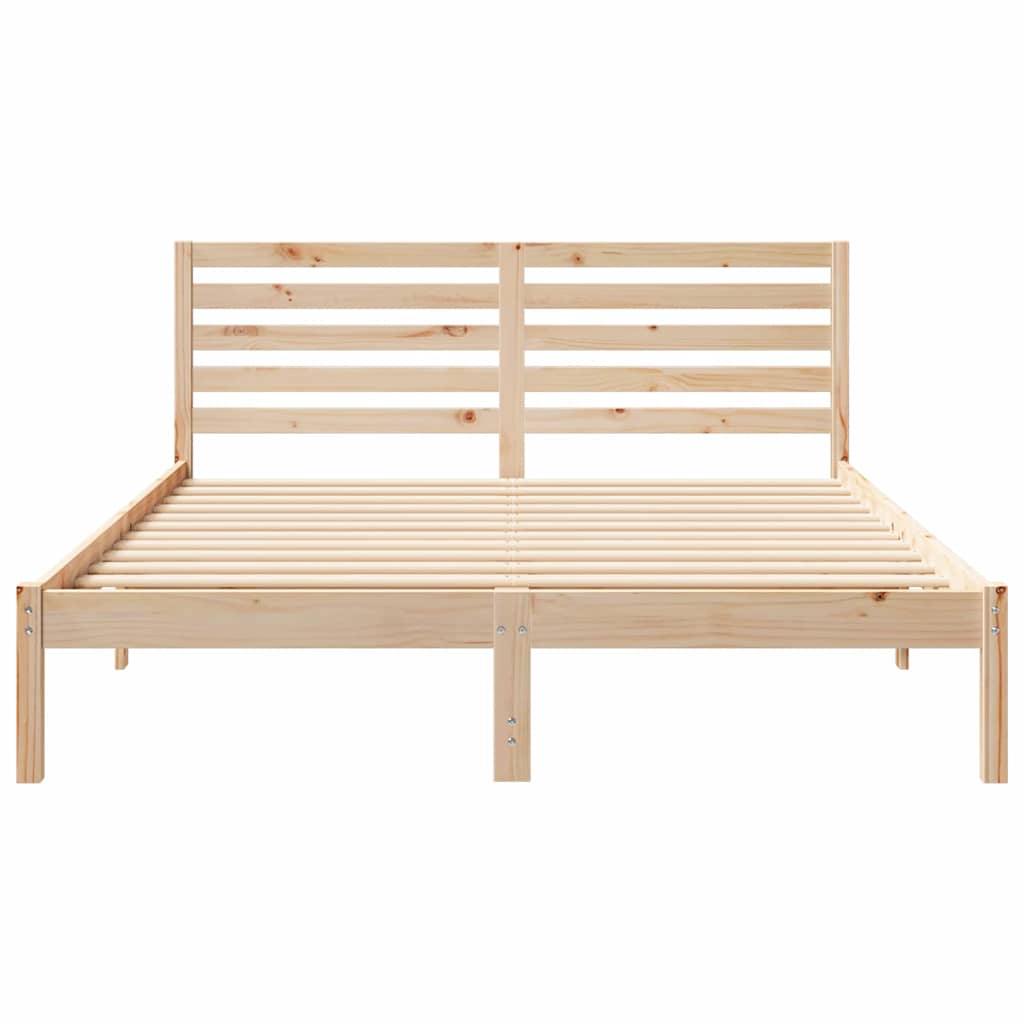 Sengestamme med hodegjerde Brun 150 x 200 cm Massiv furu
