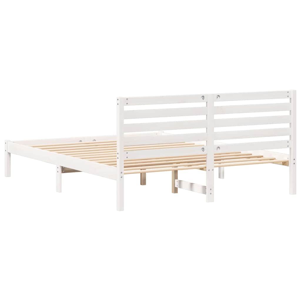 Sengestamme med hodegjerde Hvit 150 x 200 cm Massiv furu