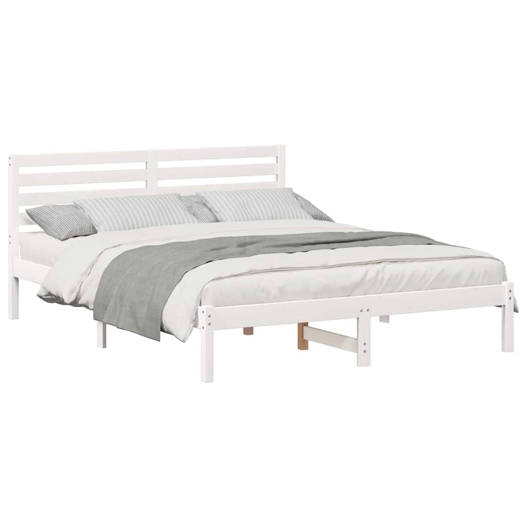Sengestamme med hodegjerde Hvit 150 x 200 cm Massiv furu