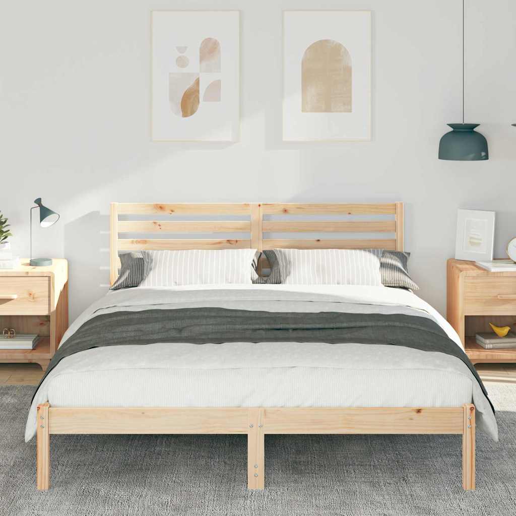Sengestamme med hodegjerde Brun 140 x 200 cm Massiv furu