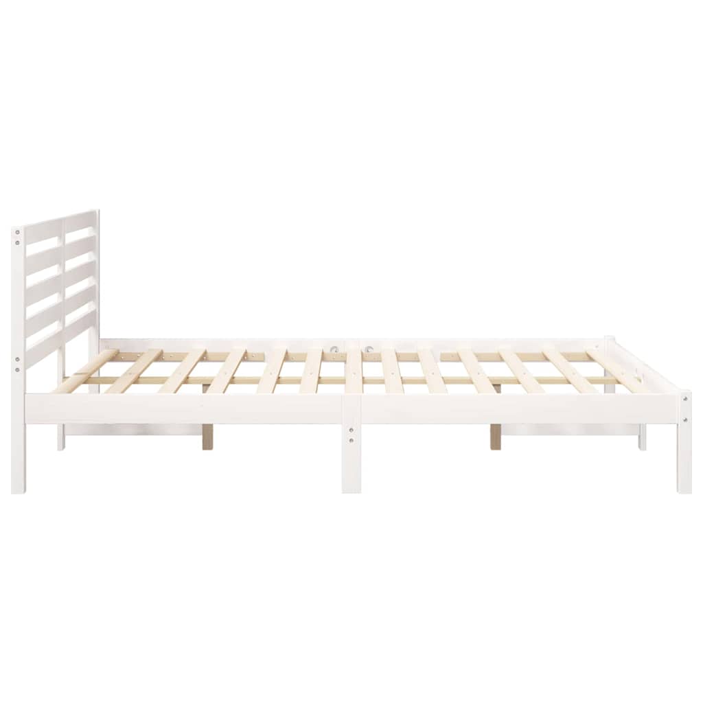 Sengestamme med hodegjerde Hvit 140 x 200 cm Massiv furu