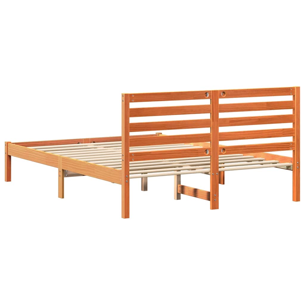 Sengestamme med hodegjerde Vokset Brun 120 x 200 cm Massiv furu
