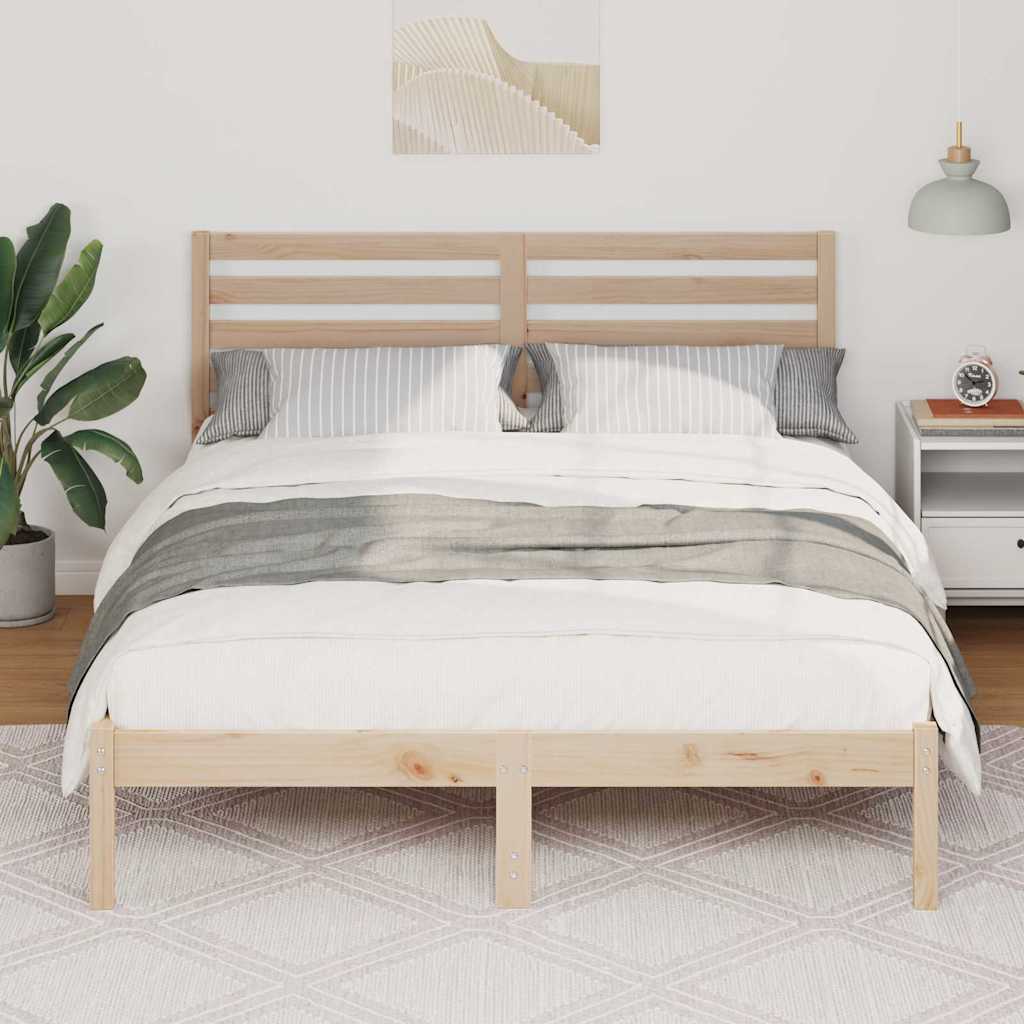 Sengestamme med hodegjerde Brun 140 x 190 cm Massiv furu