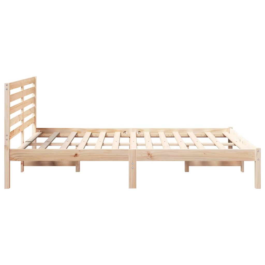 Sengestamme med hodegjerde Brun 140 x 190 cm Massiv furu