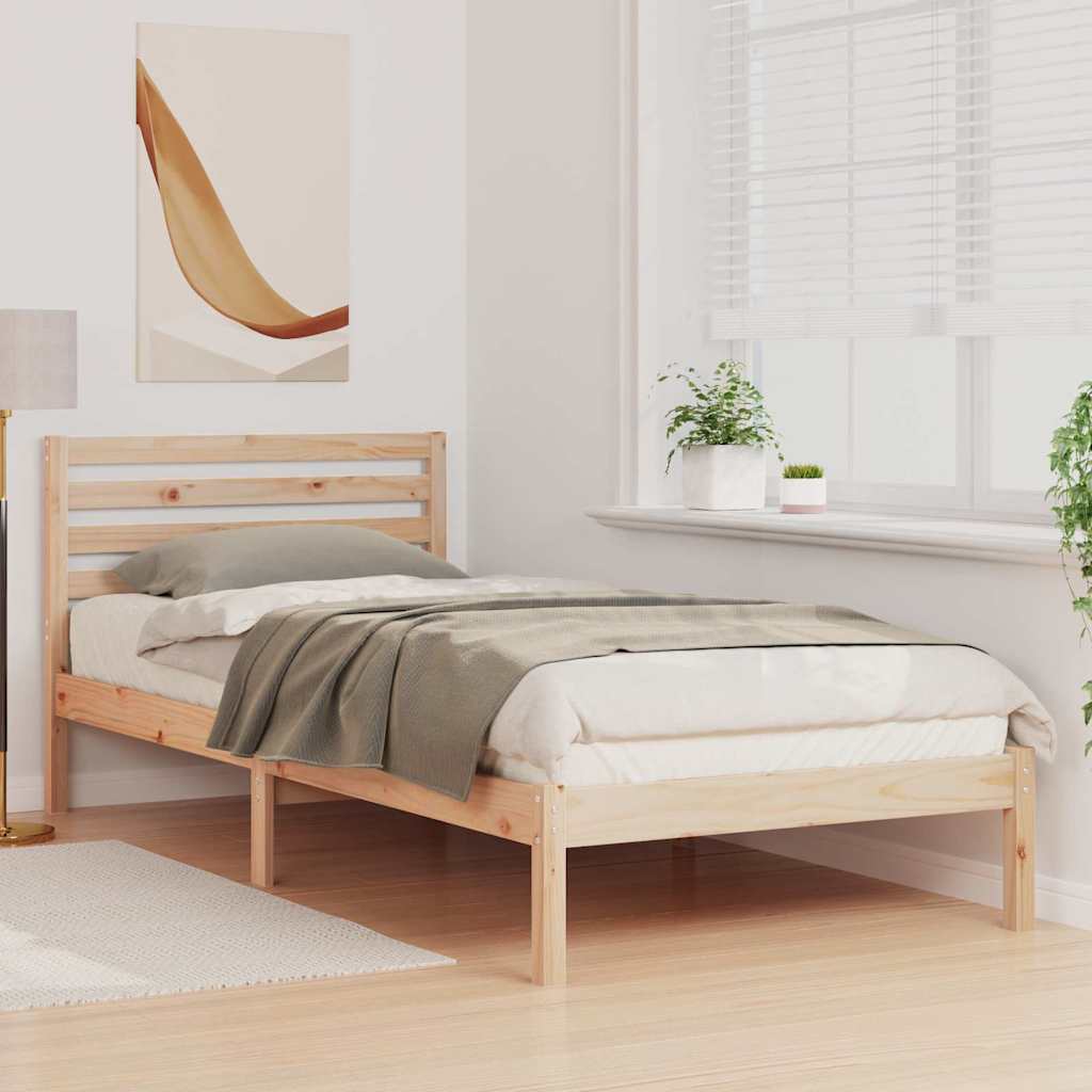 Sengestamme med hodegjerde Brun 100 x 210 cm Massiv furu