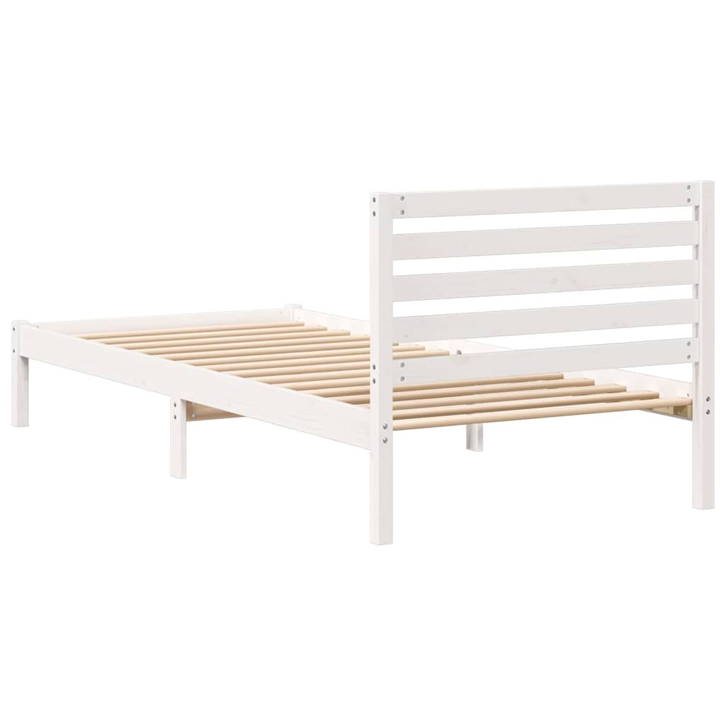 Sengestamme med hodegjerde Hvit 100 x 210 cm Massiv furu