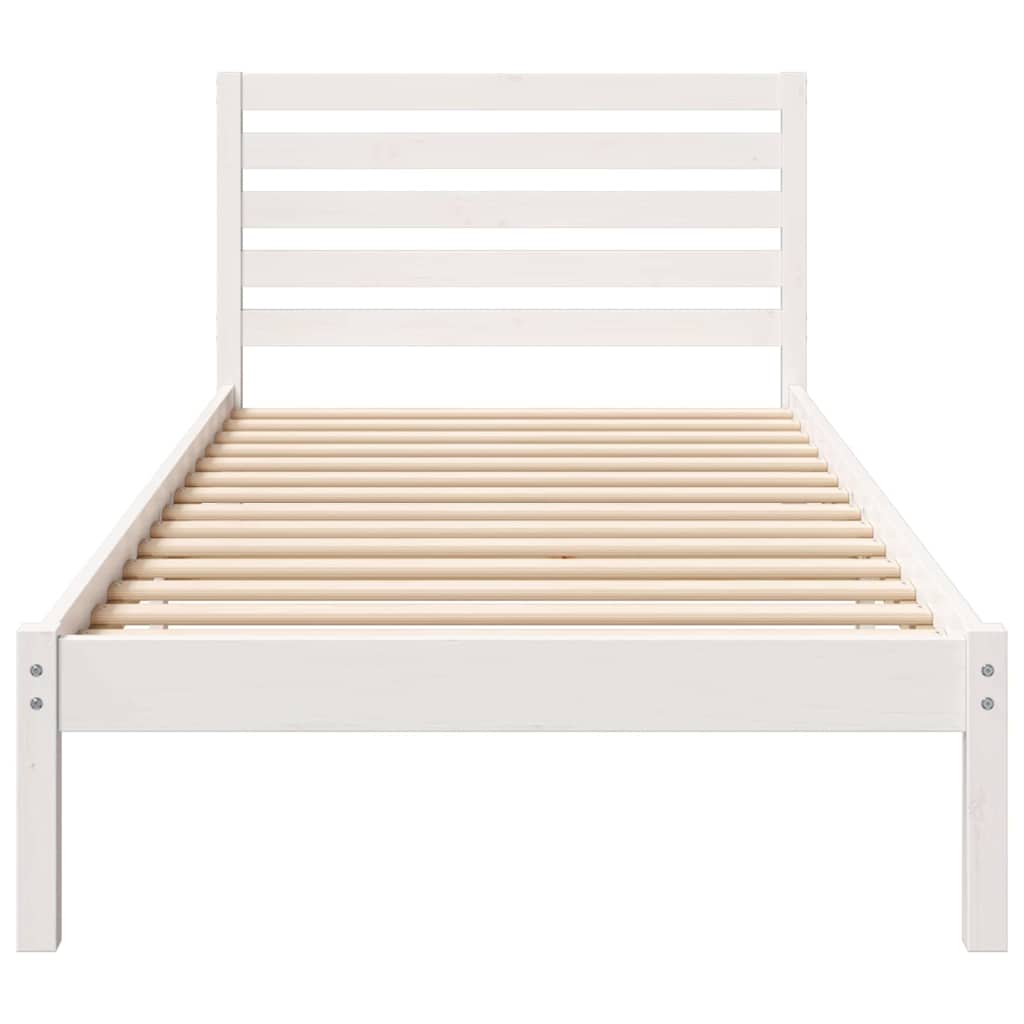 Sengestamme med hodegjerde Hvit 100 x 210 cm Massiv furu